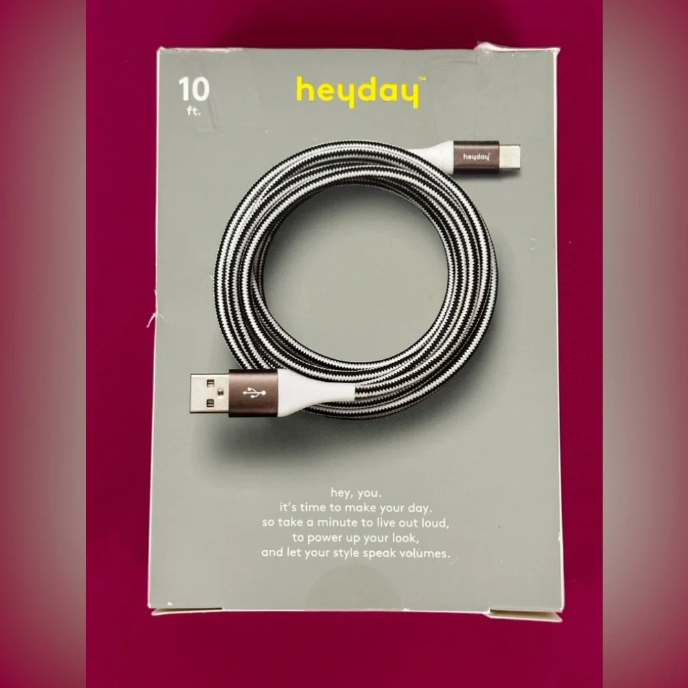 Android 10ft Braided Charging Cable USB-A to USB-C White/Black & Gunmeta… - Picture 2 of 8